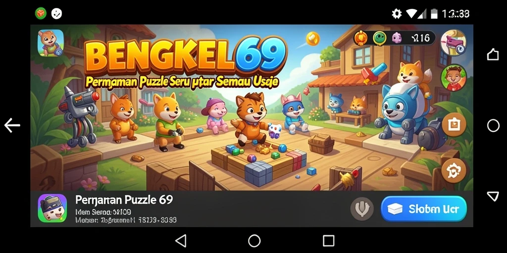 Tampilan gameplay BENGKEL69 dengan berbagai puzzle menarik.