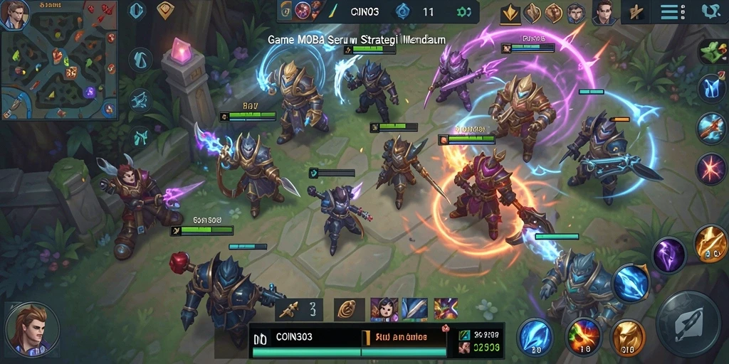 Tampilan gameplay seru dari COIN303 dalam pertempuran MOBA.