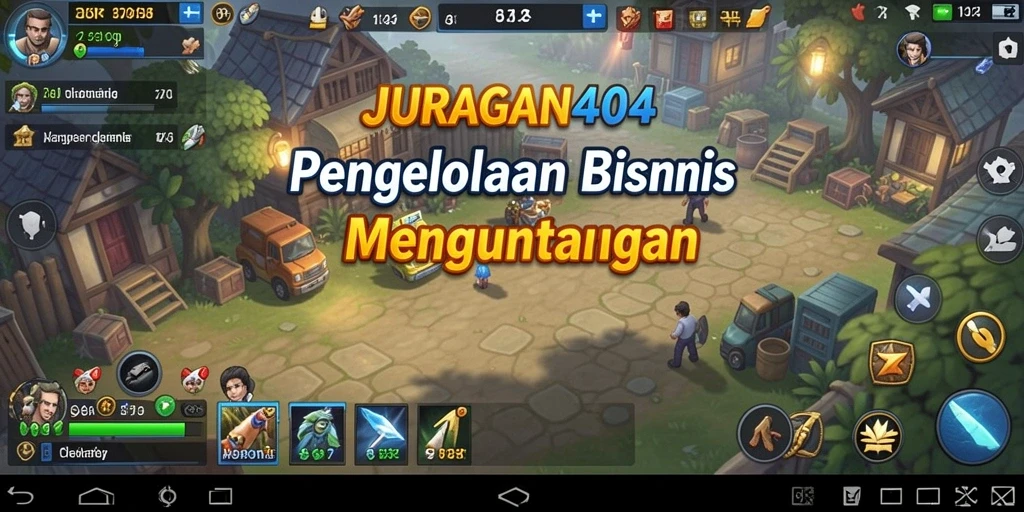 Gameplay JURAGAN404 yang menarik dengan elemen manajemen bisnis.