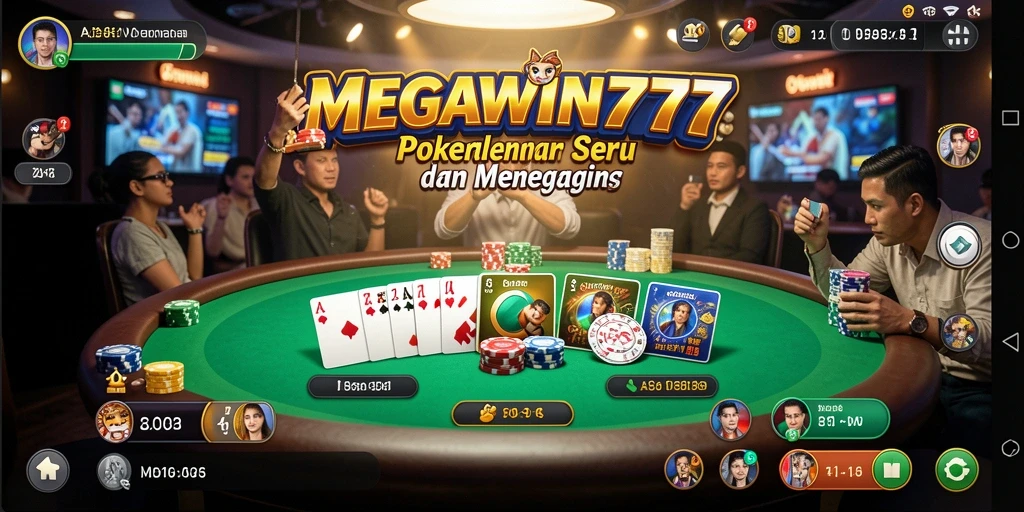 Screenshot MEGAWIN777 menampilkan gameplay Poker yang mendebarkan dan interaktif.