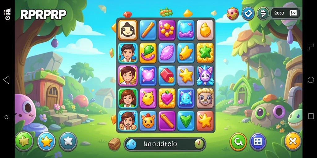 Screenshot gameplay RPRPRP menampilkan aksi seru dalam mencocokkan item.