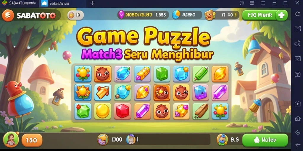 Screenshot gameplay SABATOTO menampilkan keseruan mencocokkan objek.