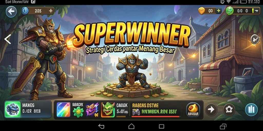 Screenshot utama SUPERWINNER menampilkan strateginya yang mendebarkan.
