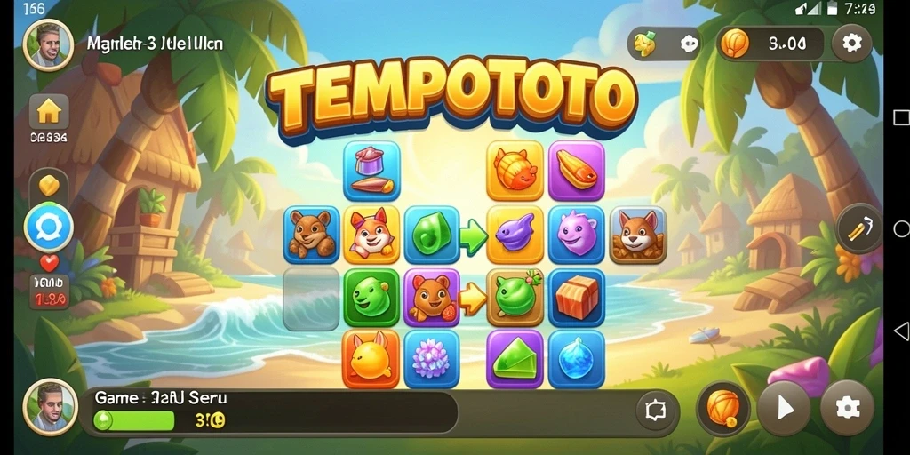 Tampilan gameplay Match-3 yang seru di TEMPOTOTO.